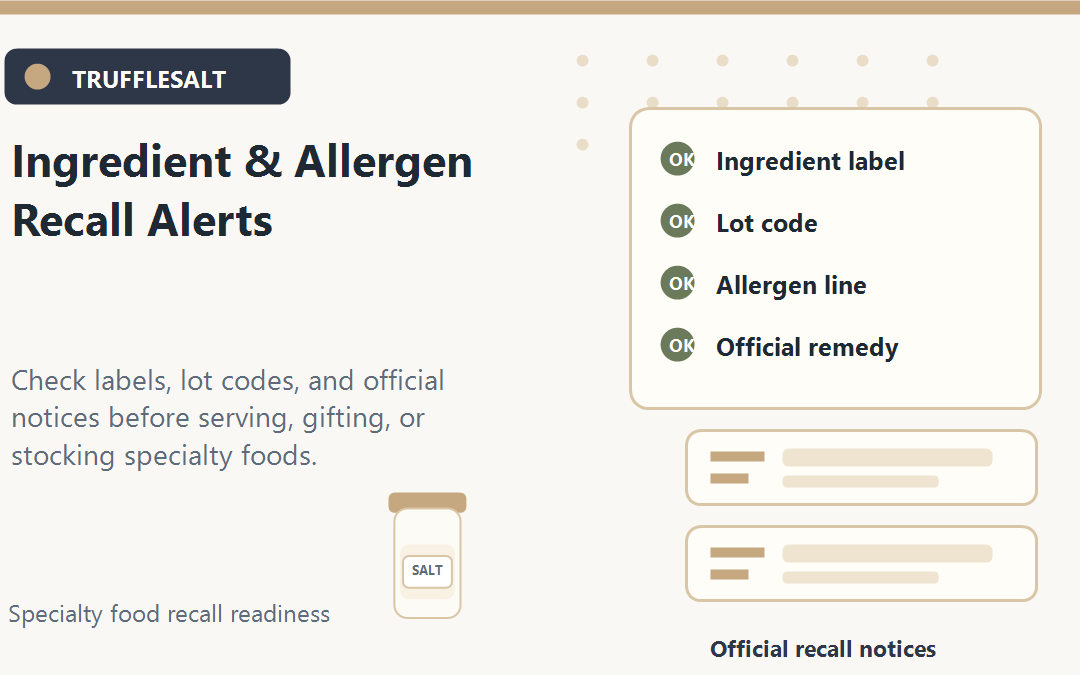 A gourmet food shopper cross-referencing a specialty spice jar label with an official safety database on a clean kitchen counter