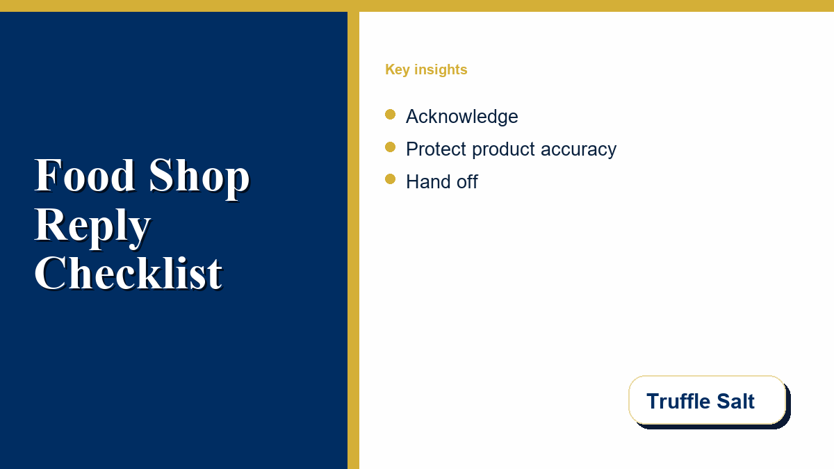 A specialty food store inbox dashboard showing organized automated replies and customer inquiry categories.