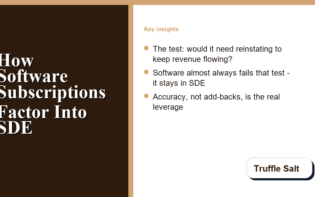 How software subscriptions factor into SDE before selling a specialty food business