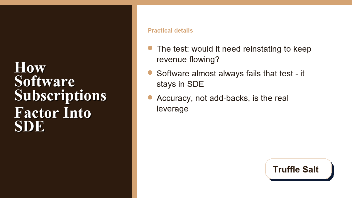 Recurring software costs reviewed alongside SDE add-backs